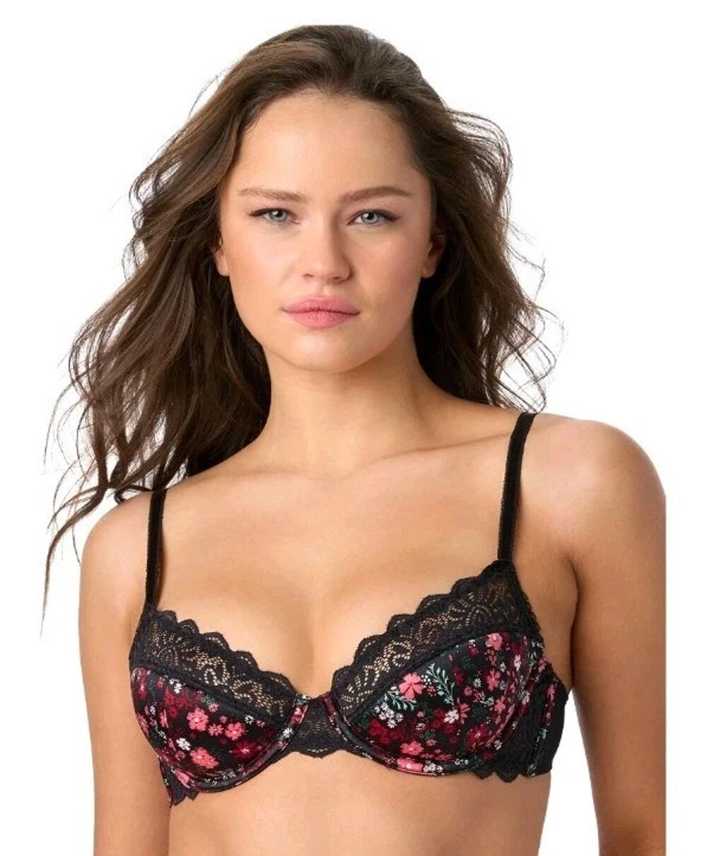 Adored by Adore Me Stretch Satin and Lace Lightly Padded Lizzie T-Shirt Bra 38C